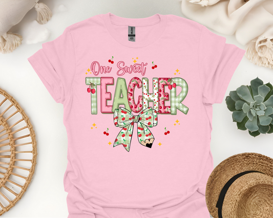 One Sweet Teacher Pink Cherry