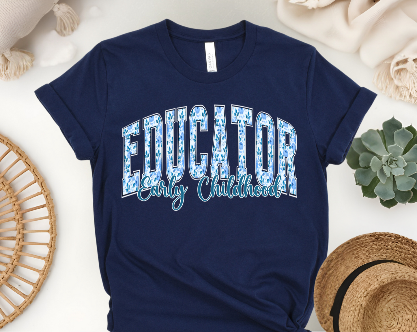 Varsity Blue/White Floral ECE