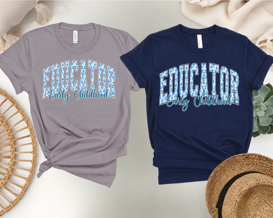 Varsity Blue/White Floral ECE